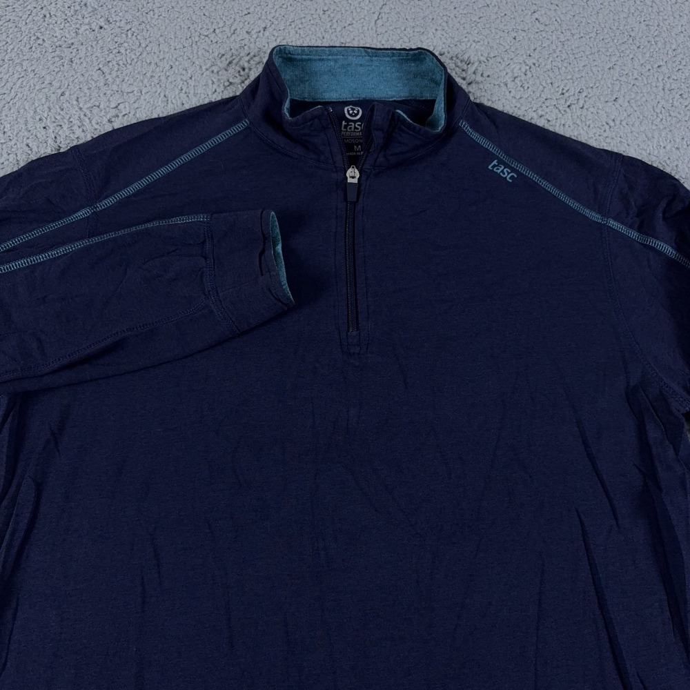 TASC 1/4 Zip Pullover Mens Medium Purple Shirt Performance Bamboo MosoTech Golf